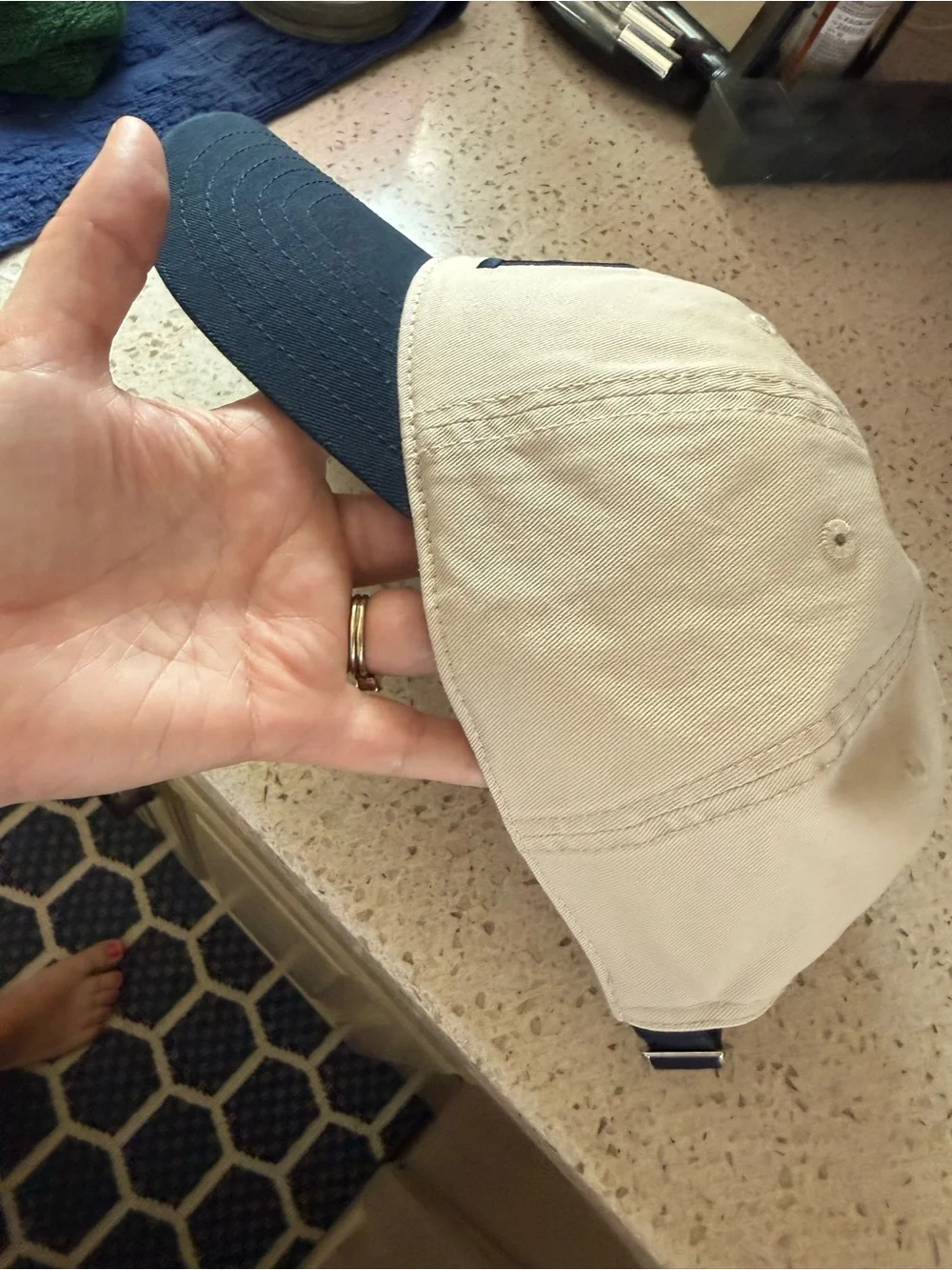 New with tags! USA Embroidered Two-Tone Baseball Cap - khaki & Navy